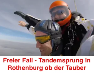 Freifall Tandemsprung Rothenburg ob der Tauber, Geschenk Fallschirmsprung Rothenburg, Gutschein Ticket Geburtstag Rothenburg