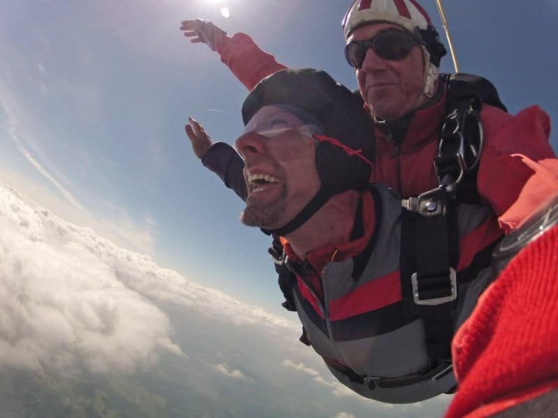 Fallschirmsprung Kunden aus Pegnitz beim Tandemsprung Bayern