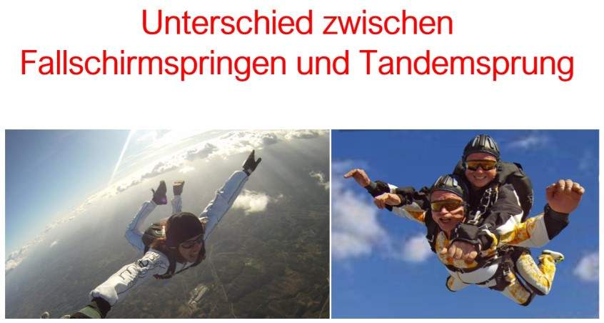 Fallschirmspringen als Skydiver oder Tandemsprung Unterschied