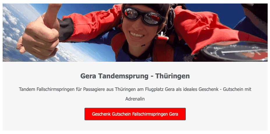 fallschirmspringen Thüringen Gera