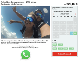 Tandemsprung Arnbruck 2021 Fallschirmspringen Niederbayern Geschenk Gutschein Flugplatz