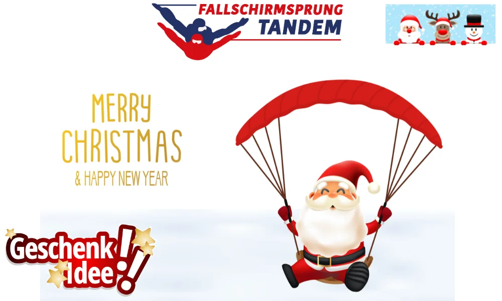 Tandemsprung Weihnachten Fallschirmspringen Gutschein Fallschirmsprung Geschenk Saison 2023 Weihnachtsgeschenk