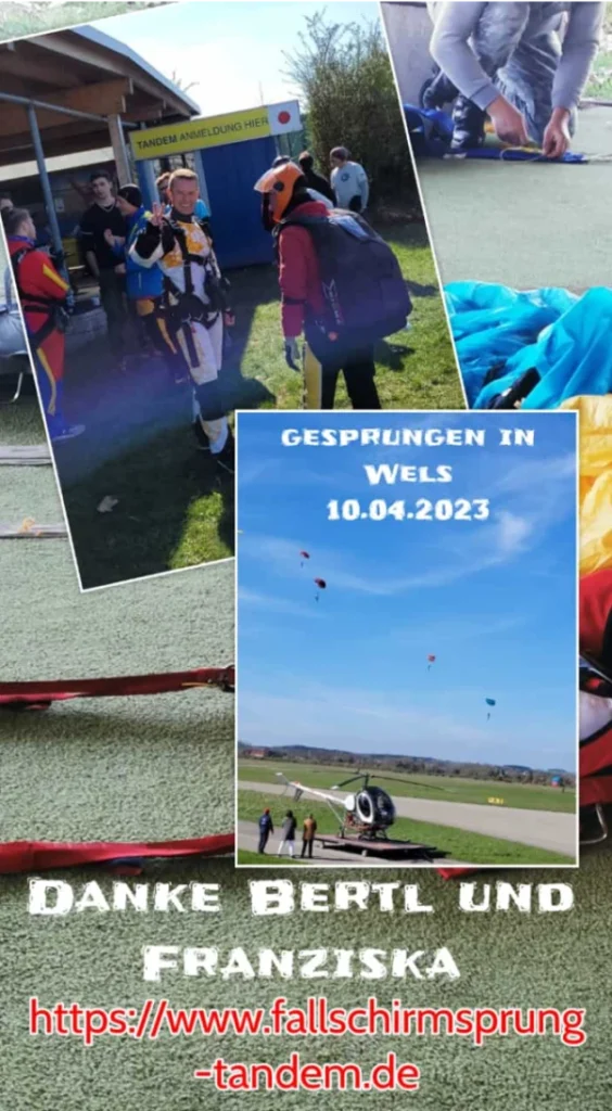 Oberösterreich Tandemsprung Gast Fallschirmspringen Wels Impressionen
