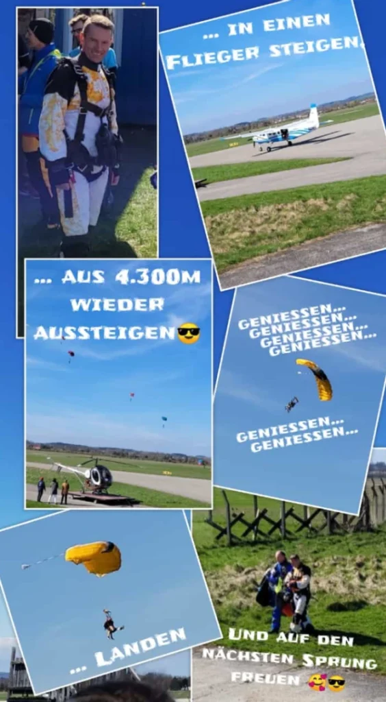 Tandemspringen Wels Oberösterreich Thomas Creation Fallschirmspringen Tandemsprung Geschenk Gutschein